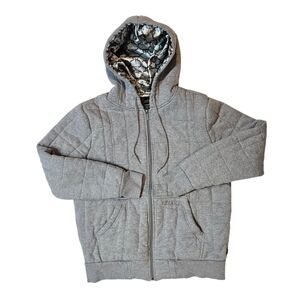 Ezekiel Black Label Edition Mens Quilted Gray Zip Up Hoodie Satin Lined size Med
